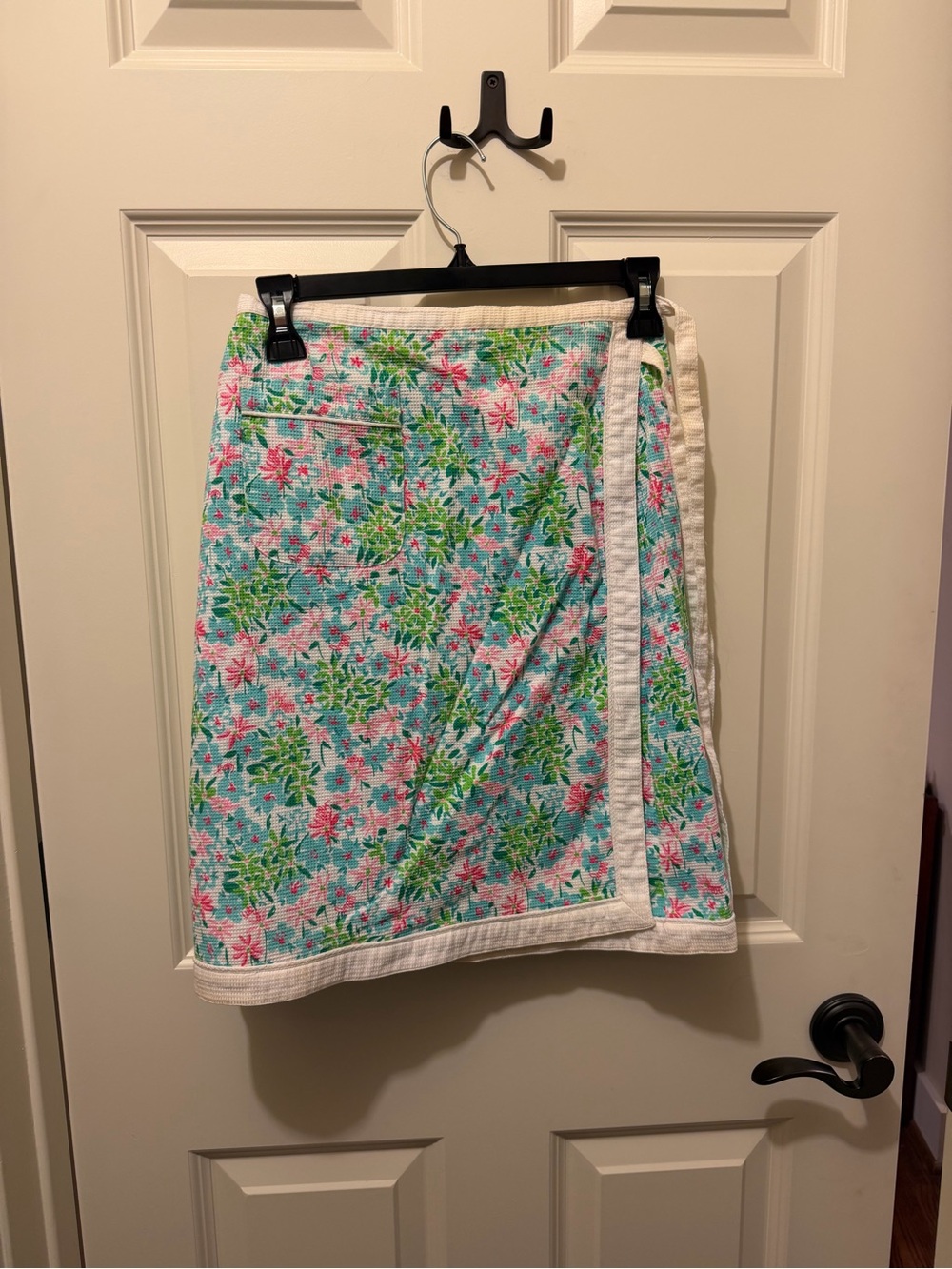 Lilly Pulitzer Blue Floral Wrap Skirt with White Trim
